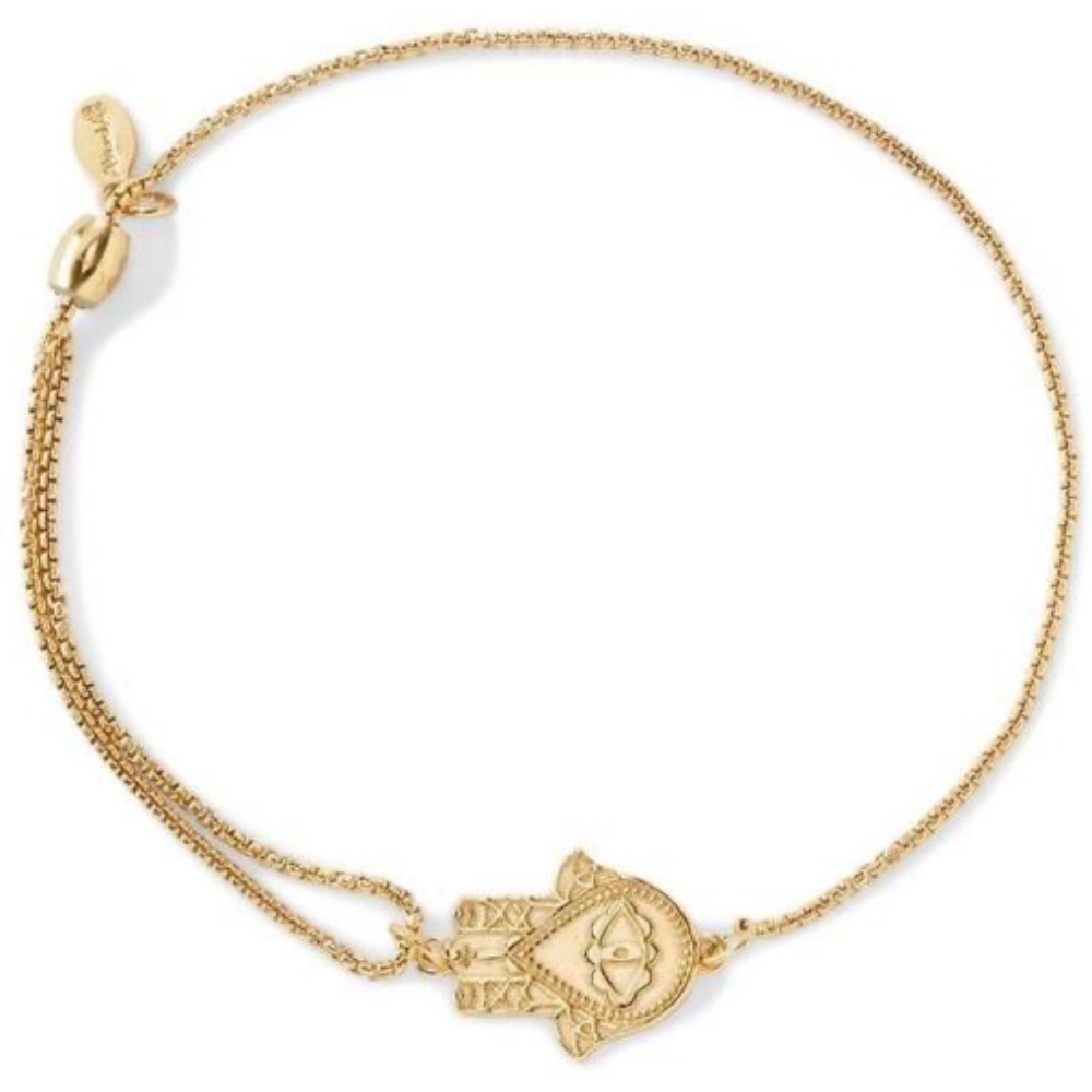 Alex and Ani 14kt gold plated “Hand of Fatima Pull Chain bracelet”